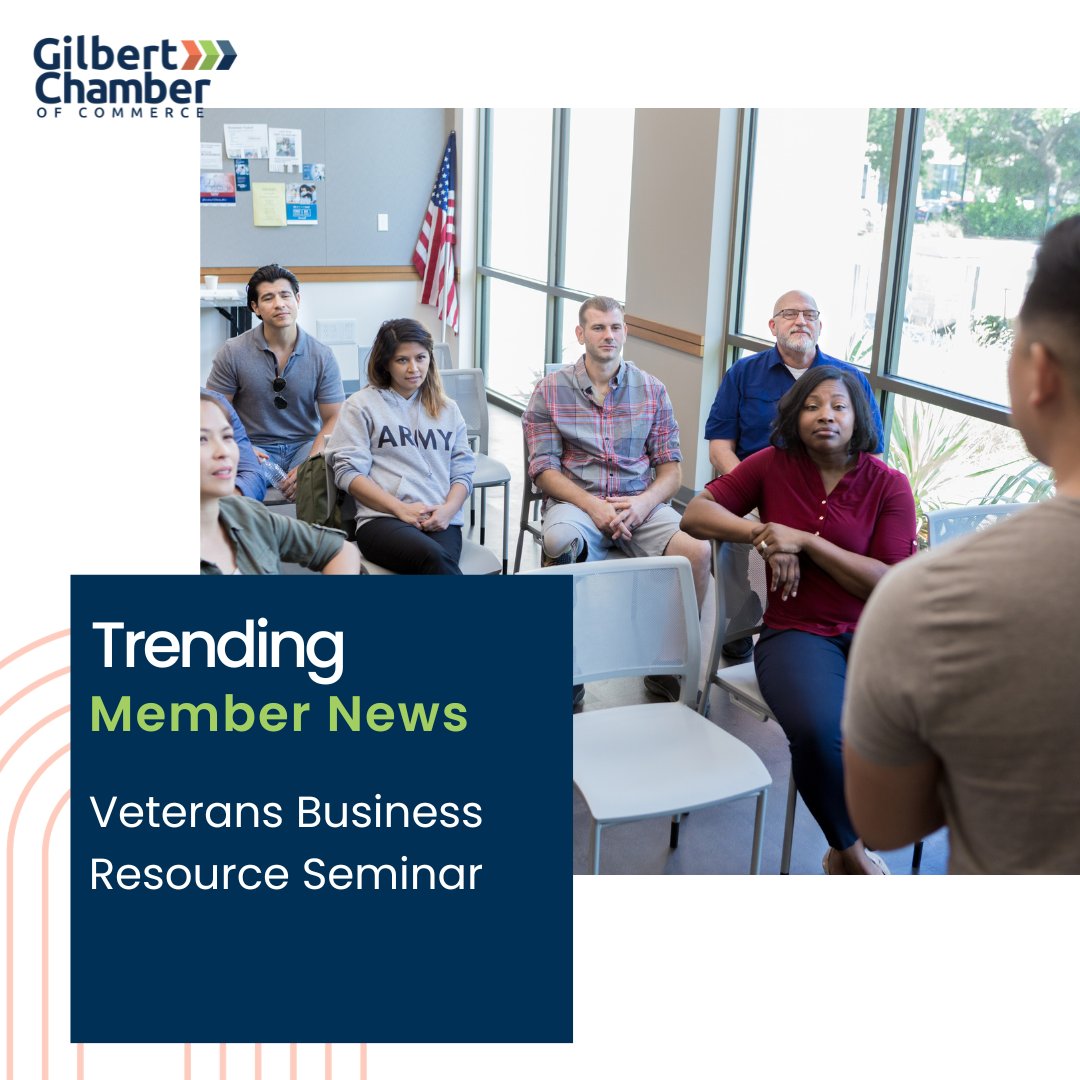 On 10/31 from 9-11 AM, attend the Veterans Business Resource Seminar & learn about some local community resources, small business assistance, access to capital, and so much more.

Get more details at, 
business.gilbertaz.com/news/details/v….
#thechamberis #gilbertaz #gilbertchamber #chambernews