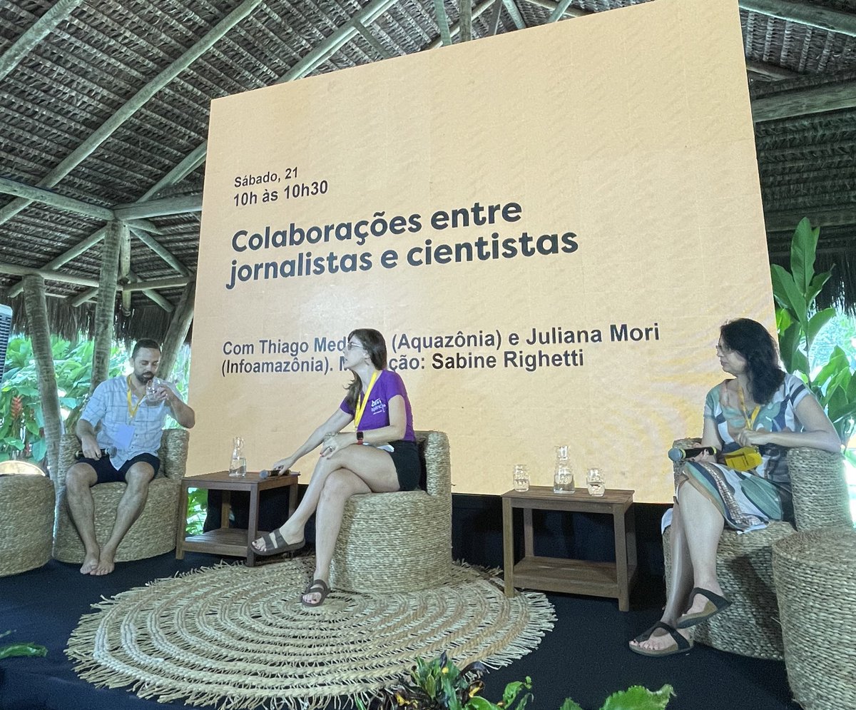 🤔De que formas jornalistas e cientistas podem colaborar? Quem abre a programação de sábado do #EncontrosSerrapilheira são os grantees <a href="/thiagomedaglia/">Thiago Medaglia</a> e Juliana Mori. Os jornalistas falam sobre colaboração entre jornalistas e cientistas e seus projetos na <a href="/ambientalmedia/">Ambiental Media</a> e