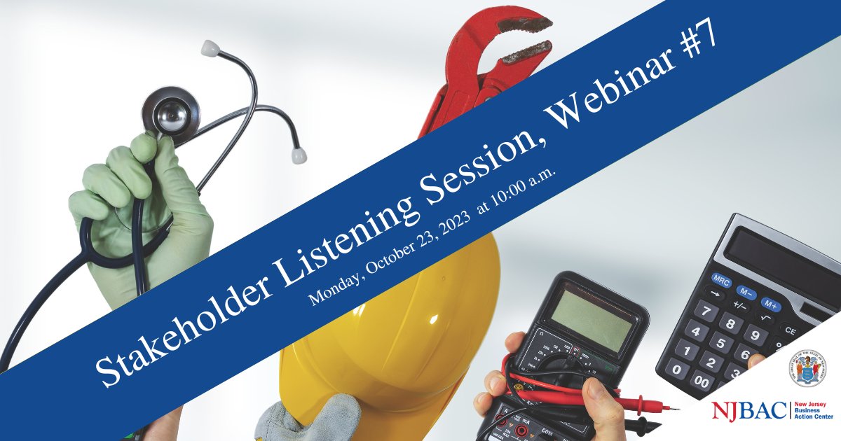 Join us for the 7th of 8 online listening sessions designed to inform the #NJStatePlan, a discussion on infrastructure needs & strategies. Topic: Economic Development and Workforce Strategies Date: 10/23/23 Time: 10am-12pm Register: publicinput.com/f4232#2 #NJBAC