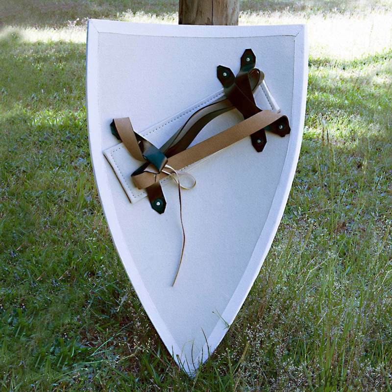 Experience the age of chivalry with our premium knightly shield, meticulously crafted from curved wood and enveloped in a canvas overlay. 

#KnightlyShield #Shield #DesignItYourself #DIYShield #PrimeAndPaint #UniqueDesign #PersonalArmor #EraOfKnights #WarriorReady #CanvasArt #DIY