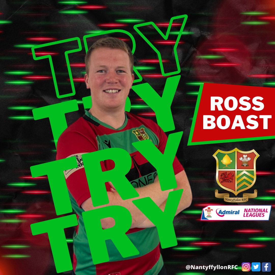 Boasty makes it 50!!!

A tipped lineout and some quick feet from boasty seems him score from 30m out, rounding the fullback 

Tadhg with an incredible conversion from the touchline 

Nanty 55
Ystrad 24