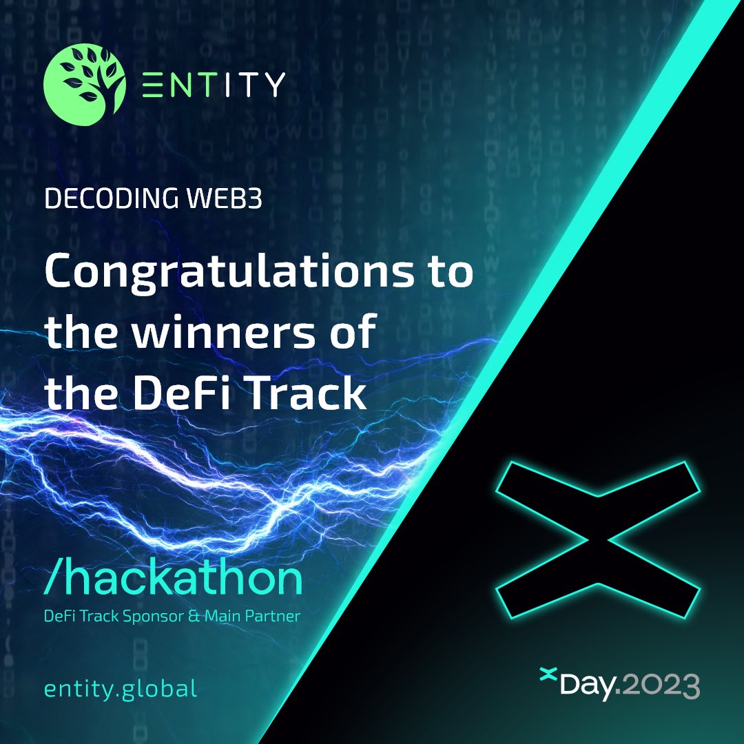 EntityFinance's tweet photo. After a month of fierce competition, we're thrilled to unveil the winning luminaries of the #DeFi Track at the Hackathon. 

Here are the winners:

1. @thedefibuilder 
2. Savings+ by @autoscale_ 
3. @refracto_io
4. @turbodefi

Each team showcased brilliance and resourcefulness, making the final decision incredibly close.

Looking ahead, we're eagerly anticipating the continued growth and evolution of these groundbreaking projects on #MultiversX!