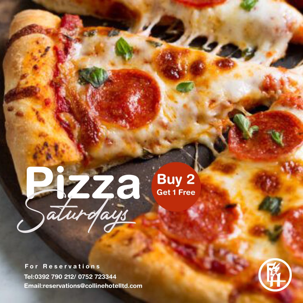 CollineHotelLtd's tweet photo. Satisfy your cravings and enjoy a day of delicious pizza with us at Colline Hotel Limited. #CollineHotelltd #PizzaNightSaturdays #HappySaturday #HappySaturdayToAll

For Reservations: - 0752723344 or Email: - reservations@collinehotelltd.com https://t.co/VXNPABOxUX