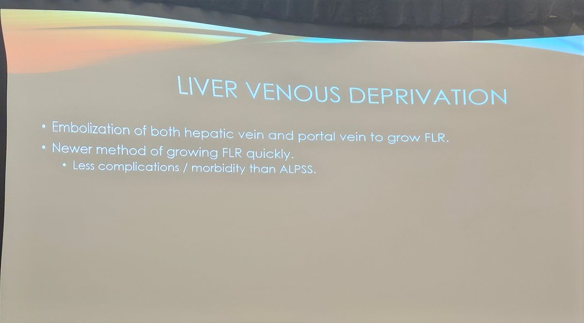 DrSukeshiArora's tweet photo. Arthur J oseph discusses IR tx for liver metastases #SALCS23
--Embolization of both hepatic vein and portal vein to grow FLR.
Newer method of growing FLR quickly. Less complications / morbidity than ALPSS.
@UnivHealthSA @UTHealthSAMDA https://t.co/dP6KvgSHVD