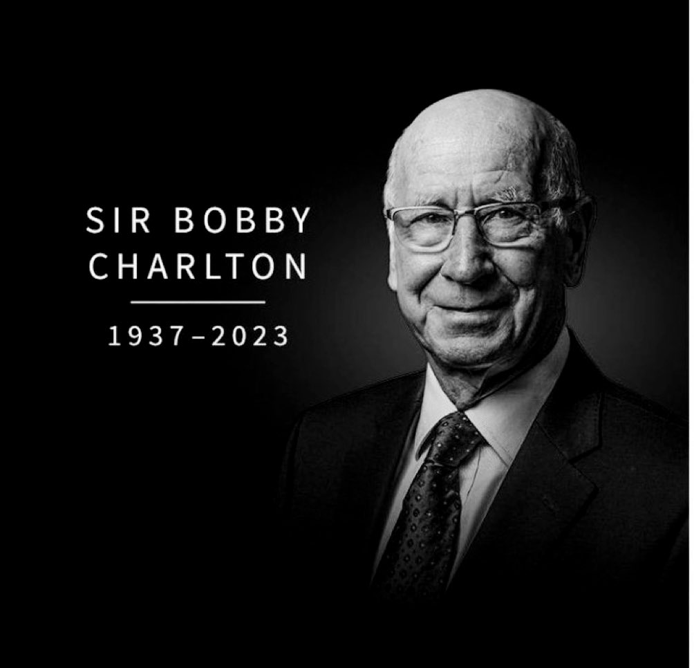 iamshehneela's tweet photo. Saddened to hear the news of #SirBobbyCharlton one of the greatest players the game has seen. A World Cup winner, he was England’s greatest ever player. Thoughts and sincere condolences go to Sir Bobby’s family and friends, and to all at Manchester United.  Rest In Peace Sir Bobby 🙏🏻