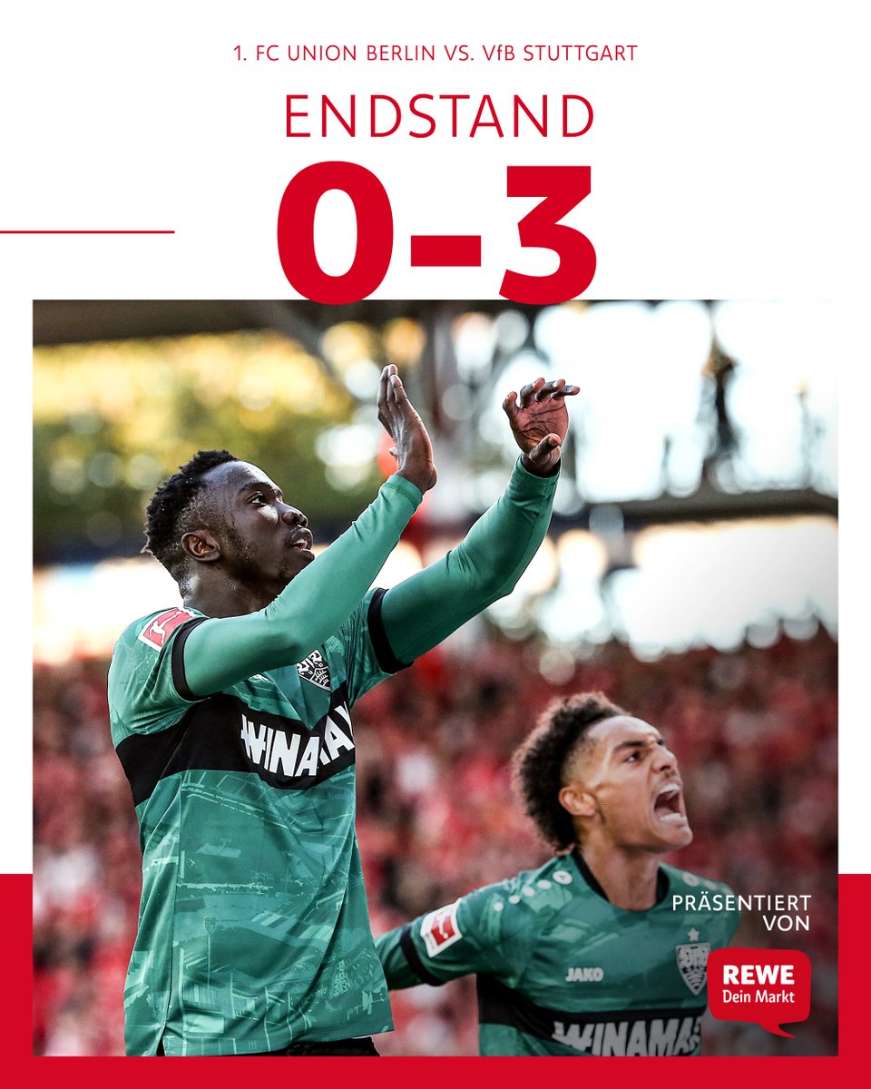 Dann ist Schluss! Der VfB nutzt seine Chancen konsequent, lässt defensiv wenig zu und feiert seinen 6️⃣. Sieg in Serie.⚪️🔴 ♥️

[Anzeige] | #VfB | #FCUVfB 0:3