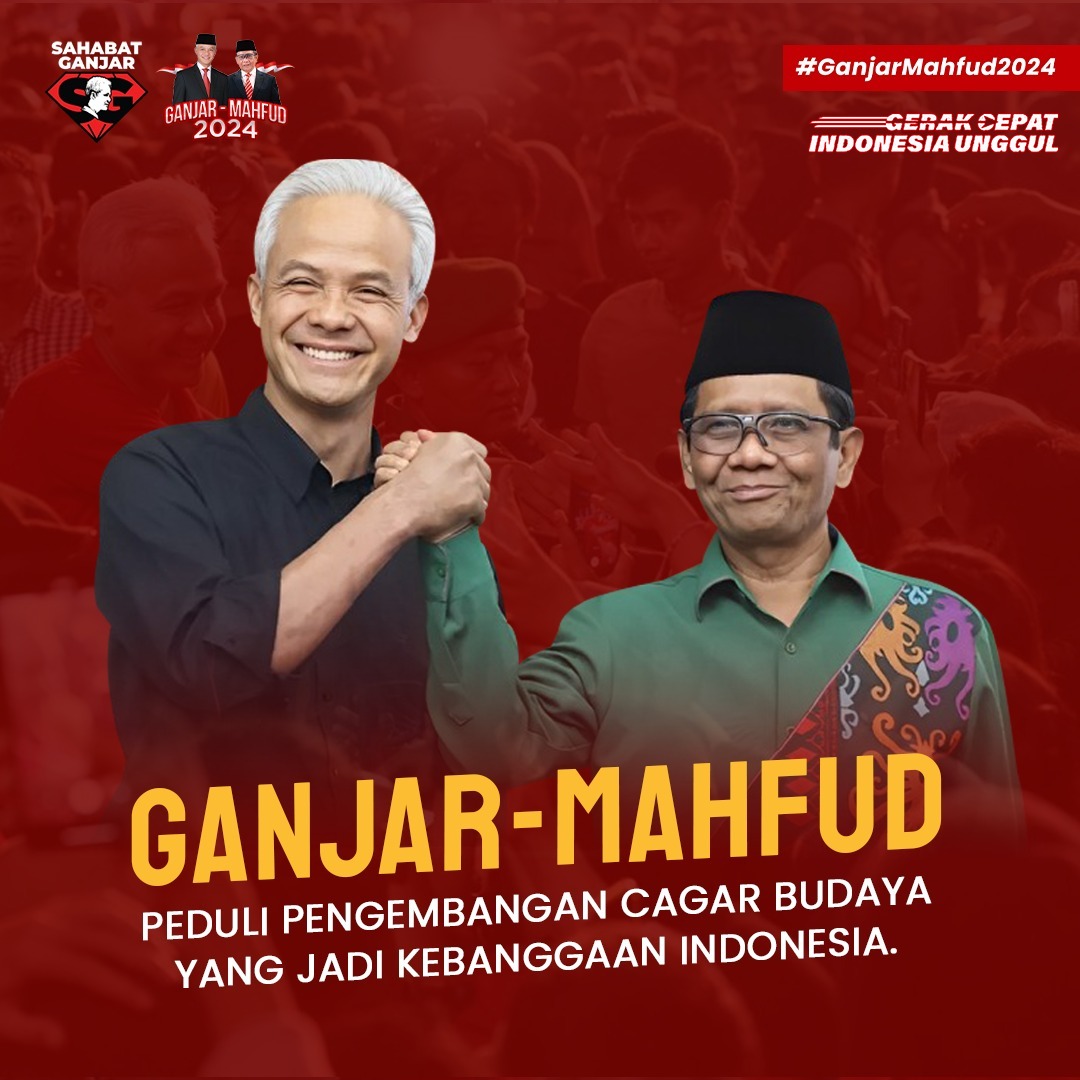 Ganjar Pranowo dan Mahfud MD peduli dengan cagar budaya dan seni Budaya Indonesia yang telah lama menjadi kebanggaan global. Perhatian terhadap warisan budaya tersebut semakin meningkat.

Dalam konteks ini, bukti nyata dari komitmen terhadap pelestarian cagar budaya di Indonesia