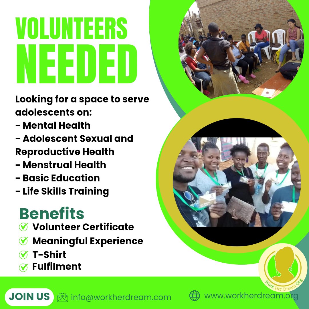 Hi everyone. We are looking to strengthen the workherdream volunteer team. Send an email if interested to info@workherdream.org 
CC: workherdreamorg@gmail.com

#volunteer #workherdreamorg #adolescenthealth#girls #community #communityproject