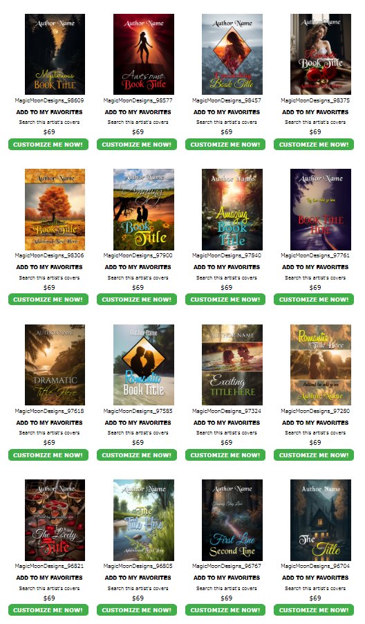 All of my book covers are priced at the minimum $69 while I work on making new covers. Check them out at selfpubbookcovers.com/magicmoondesig…