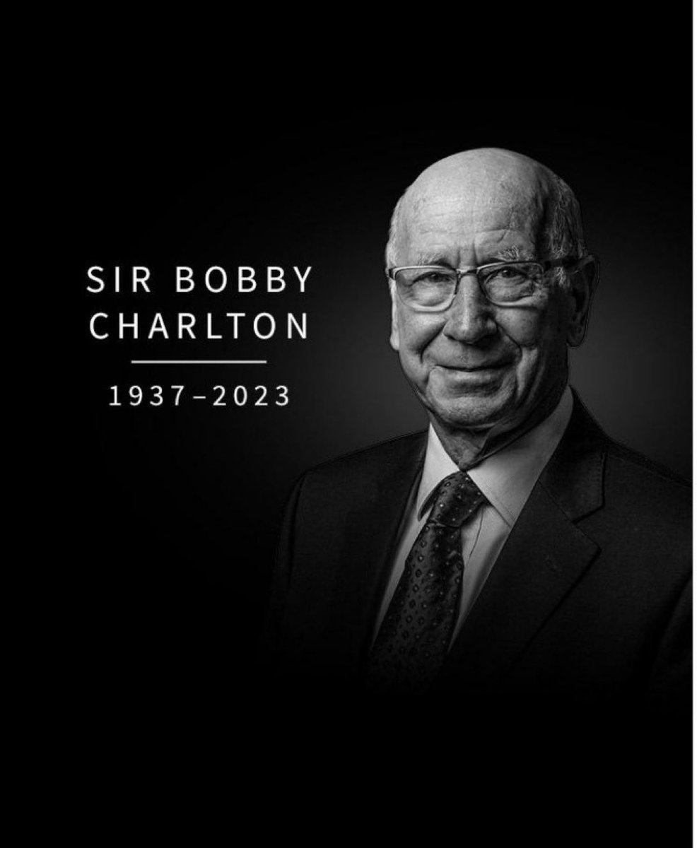 Sad news to hear the death of the legendary Manchester United & England footballer Sir Bobby Charlton at the age of 86. I was fortunate enough to see him play several times as a young child, he was undoubtedly the reason I became a lifelong United supporter. RIP Sir Bobby 🙏🏼⚽️