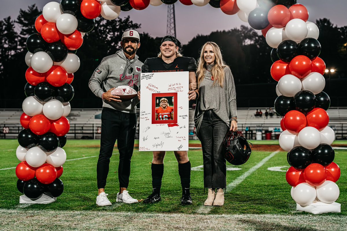 JoshNiblett's tweet photo. Always special when you get to coach your son, but always an emotional moment when it is senior night.  Gone by quick.  Love you, Sky!  #prouddad https://t.co/VBoWGA3FPw