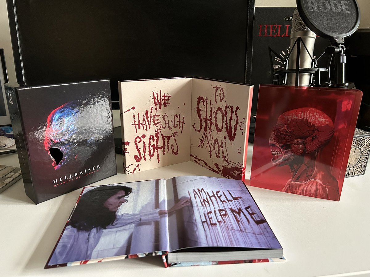 HellraiserCast's tweet photo. Very excited to receive our limited #Chatterer edition of the new 4K Quartet of Torment box set from @ArrowFilmsVideo. Can’t wait to dive into the new special features (Bloodline Workprint anyone?) and Ages of Desire book by @philandsarah. Time to play … #Hellraiser #horror https://t.co/GOq5qcVwcy