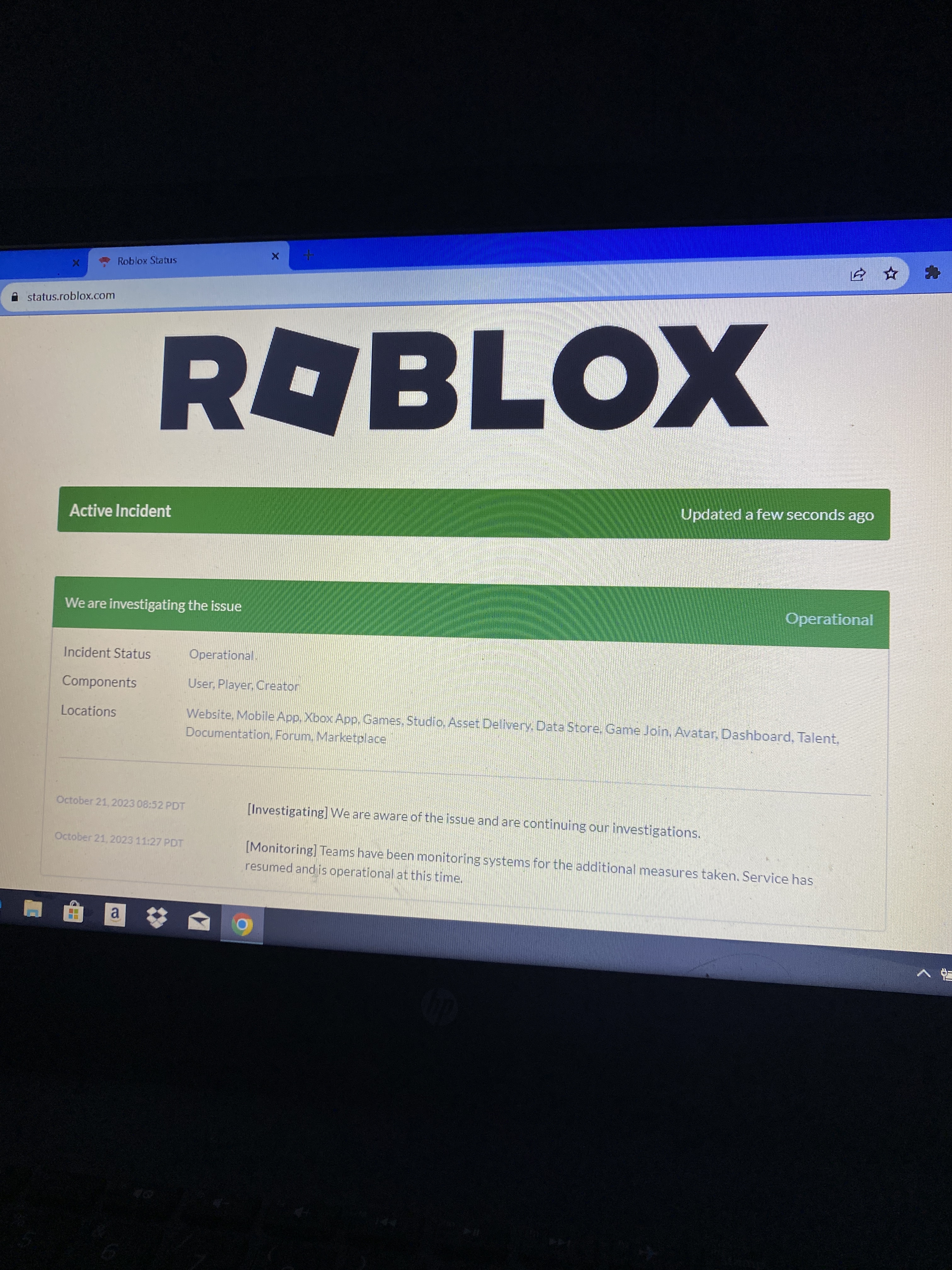Roblox Status on X: We are investigating the issue. #RobloxDown