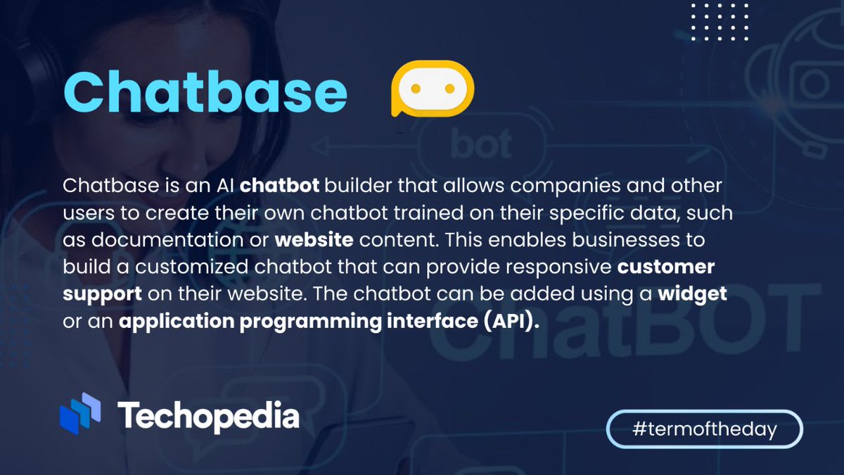 techopedia's tweet image. The software can import data from different online and offline sources, such as Word documents, PDFs, emails, and webpages.
Learn more: mtr.cool/dhlohjhusn

#AIChatbots #Chatbot #CustomerSupportAI #ChatbotBuilder #ConversationalAI