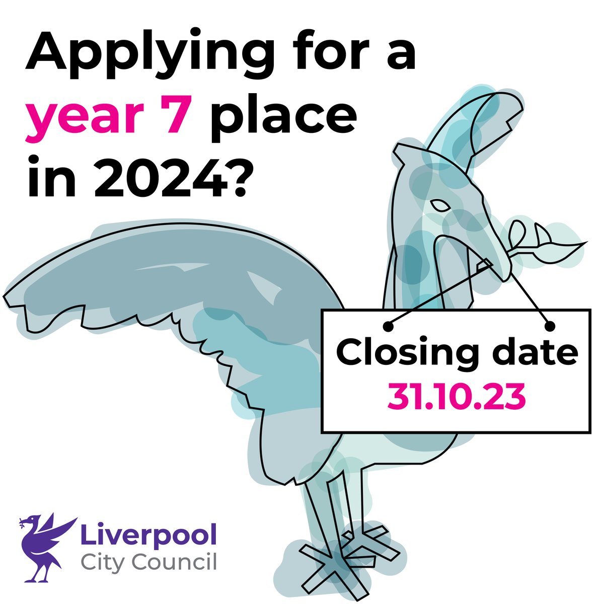 Are you the parent or carer of a child in year 6? The closing date is approaching for secondary school applications for September 2024. You have until Tuesday 31 October to apply. Find out more lpoolcouncil.info/schooladmissio…