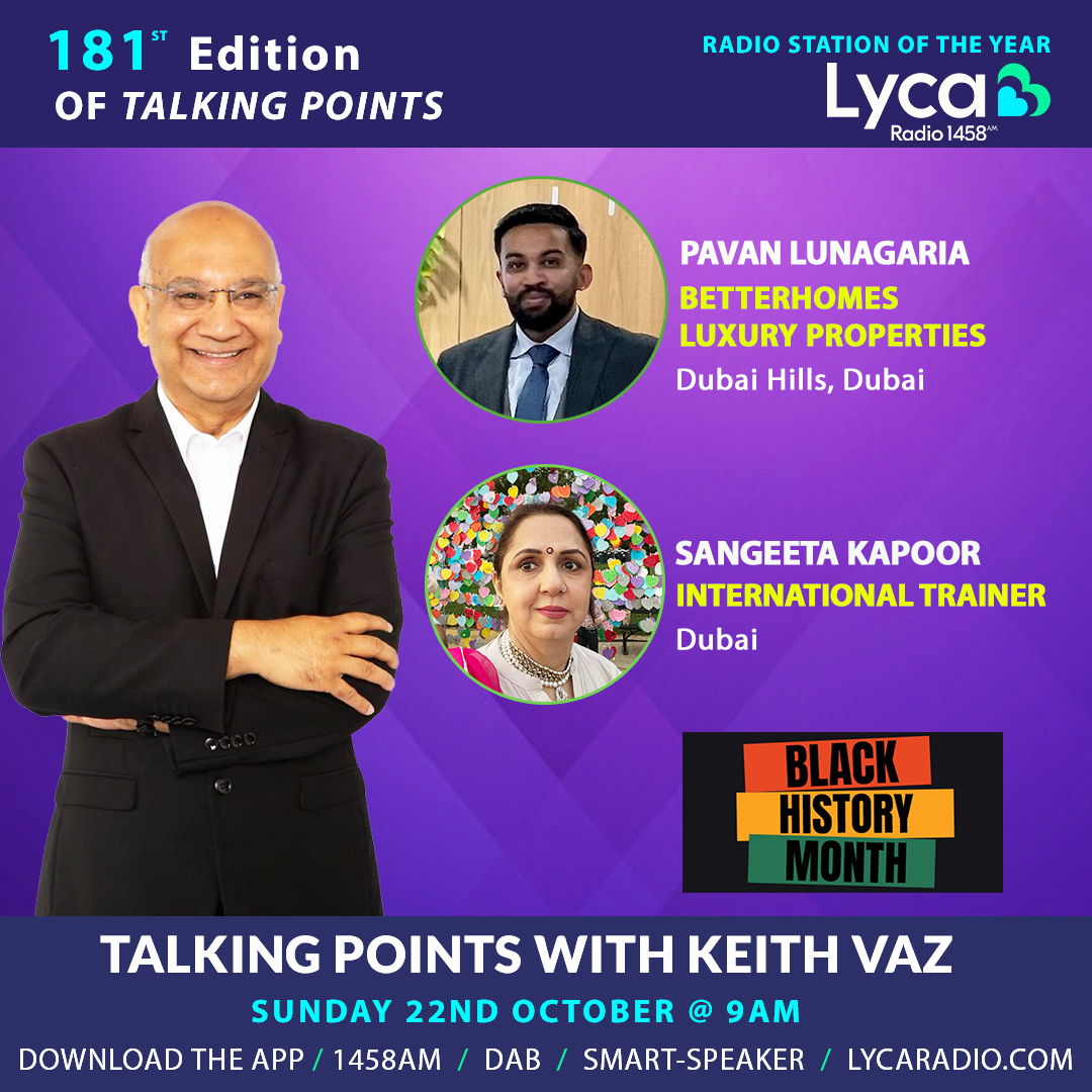 Lyca 💙💚 #TalkingPoints with #KeithVaz#Sunday @ 9am -10am 🕚 🔺#Pavan Lunagaria - BetterHomes Luxury properties 🔺#Sangeeta Kapoor – International Trainer #TeamLycaMedia #TeamLycaRadio