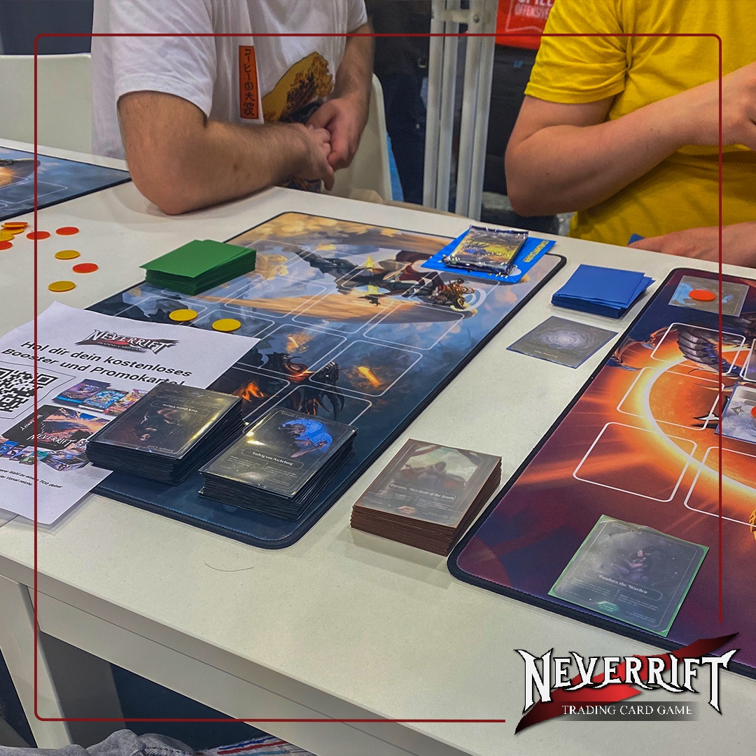 What an exciting weekend it was at Spiel in Essen two weeks ago! 🎉⁠
⁠
We had the opportunity to chat with 200 enthusiastic players, distribute 2000 promo cards for Neverrift TCG, and meet many wonderful people.  We look forward to the next time! 🎲❤️ ⁠
⁠
#SpielEssen