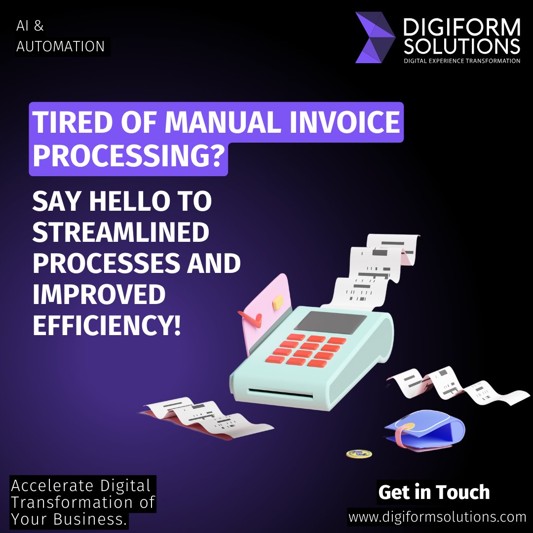 digiformgroup's tweet image. Sick of Manual Invoice Processing?
😓 Say Hello to Streamlined Efficiency! 🚀
We're here to transform your invoicing process, making it efficient and hassle-free.
Get in touch at info@digiformsolutions.com or call (305) 204-2948 to learn more.