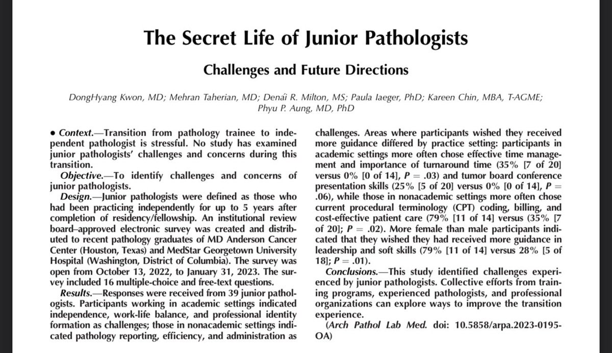 Abha John (@abha19274724) on Twitter photo An interesting and eye opening read from <a href="/ArchivesPath/">Arch Pathol Lab Med</a> underlining the importance of the right mentorship for a young pathologist 👩🏫
The jump from a trainee to a junior consultant is definitely a steep one 🪜 An interesting and eye opening read from <a href="/ArchivesPath/">Arch Pathol Lab Med</a> underlining the importance of the right mentorship for a young pathologist 👩🏫
The jump from a trainee to a junior consultant is definitely a steep one 🪜