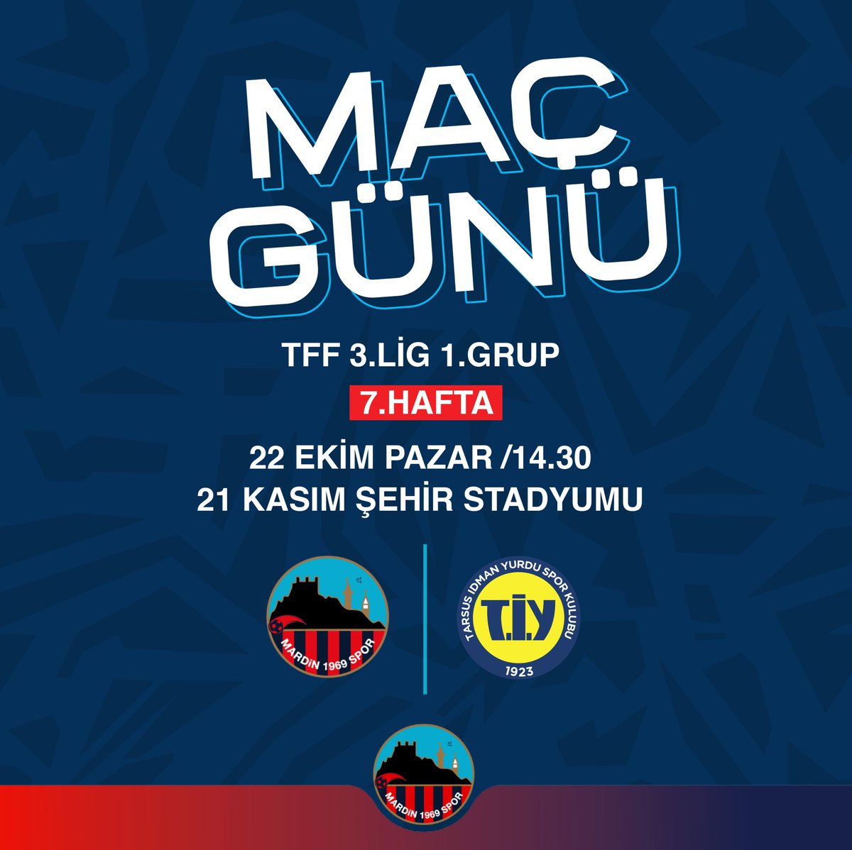 mardinsporsk's tweet photo. 🆚 Tarsus İdman Yurdu
🗓 22 Ekim Pazar
🕞14.30
🏟 21 Kasım Şehir Stadı
📲 #MRDvTRS https://t.co/SJoOOHQT8Z