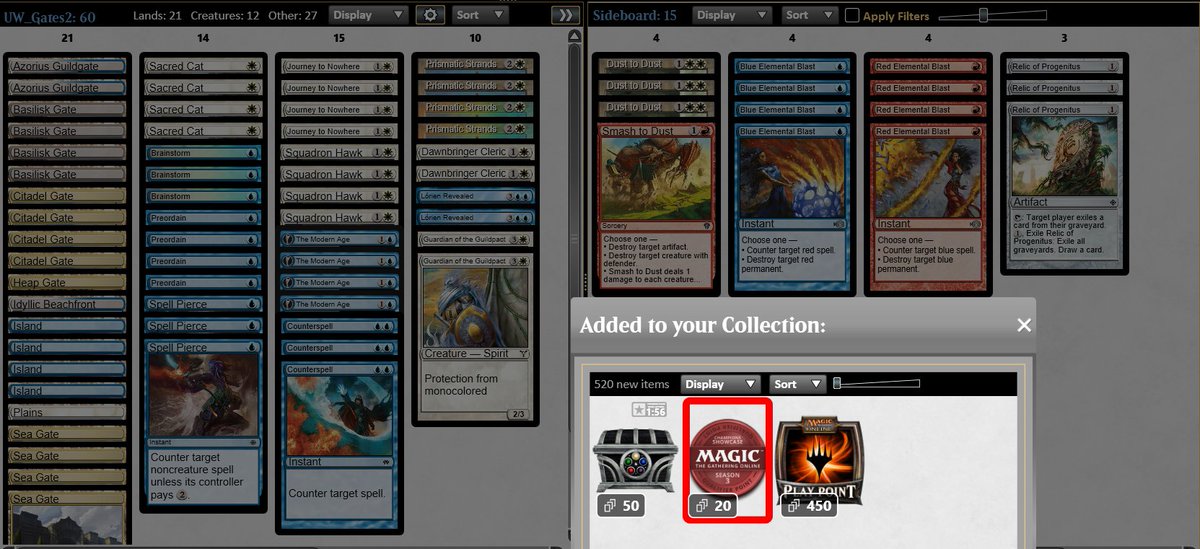 Top 4 at saturday #challenge with caw-gates. Unfortunately, i'm really bad on mtgo cause i don't play often and i lost on timer at top4 (also r6, same opponent with caw-gates)

<a href="/PauperDecklists/">Pauper 5.0</a> <a href="/fireshoes/">Robert Taylor 🔥 🔜 PT SOS</a> #mtg #mtgpauper #pauperchallenge