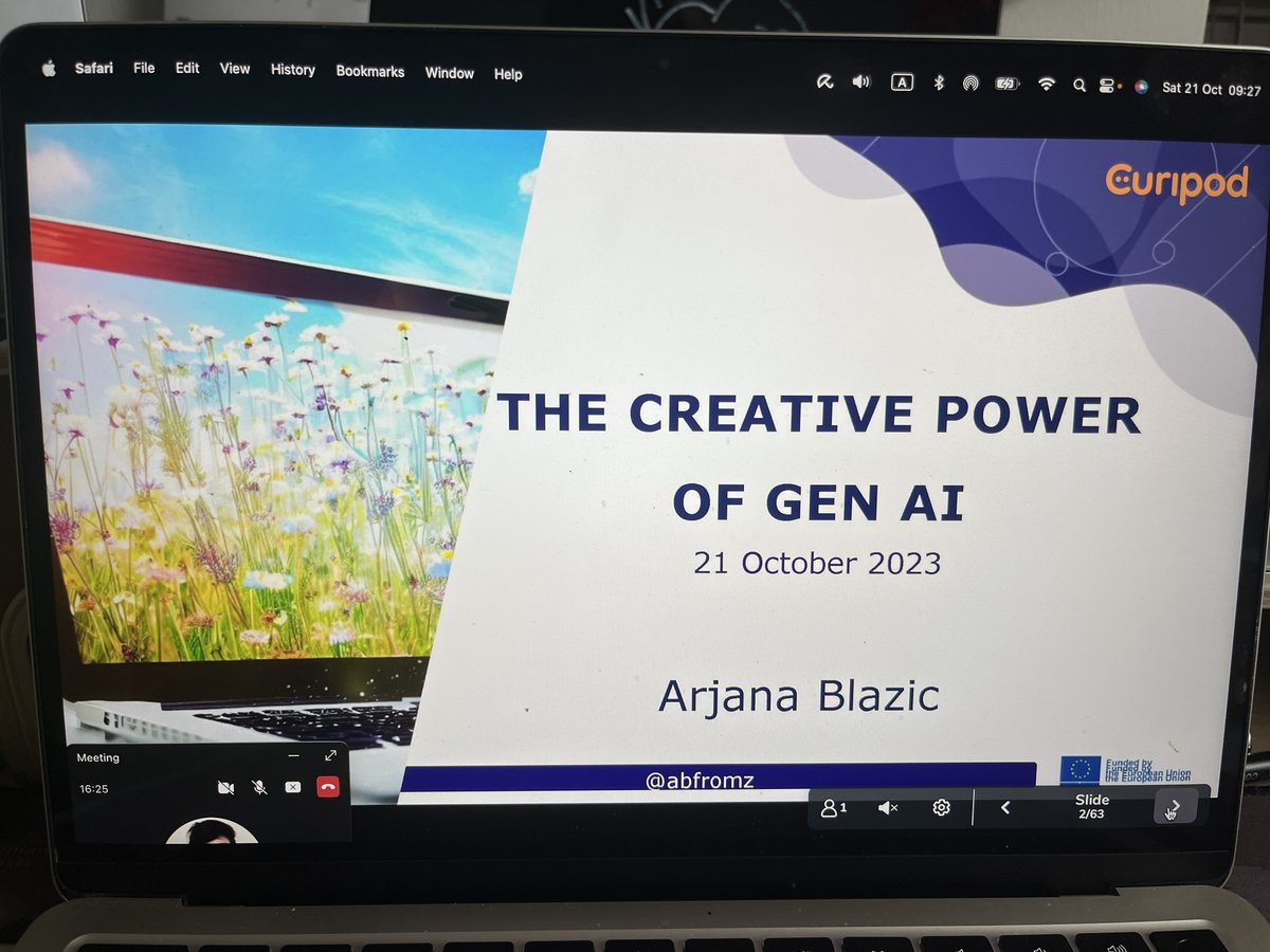 eTwinningHR's tweet photo. Naša eTwinning ambasadorica @abfromz danas je na godišnjoj #eTwinning konferenciji održala radionicu The Creative Power of Gen AI. Sudionici su aktivno sudjelovali i uz pomoć umjetne inteligencije stvarali slike iz teksta, memove iz fotografija i glazbu iz teksta. https://t.co/eN3TRVVtq5