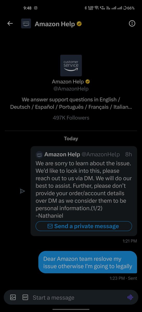 SiddRajput6's tweet photo. @AmazonHelp Please check already text I'n your inbox this worste service https://t.co/fyCCR5sIyJ