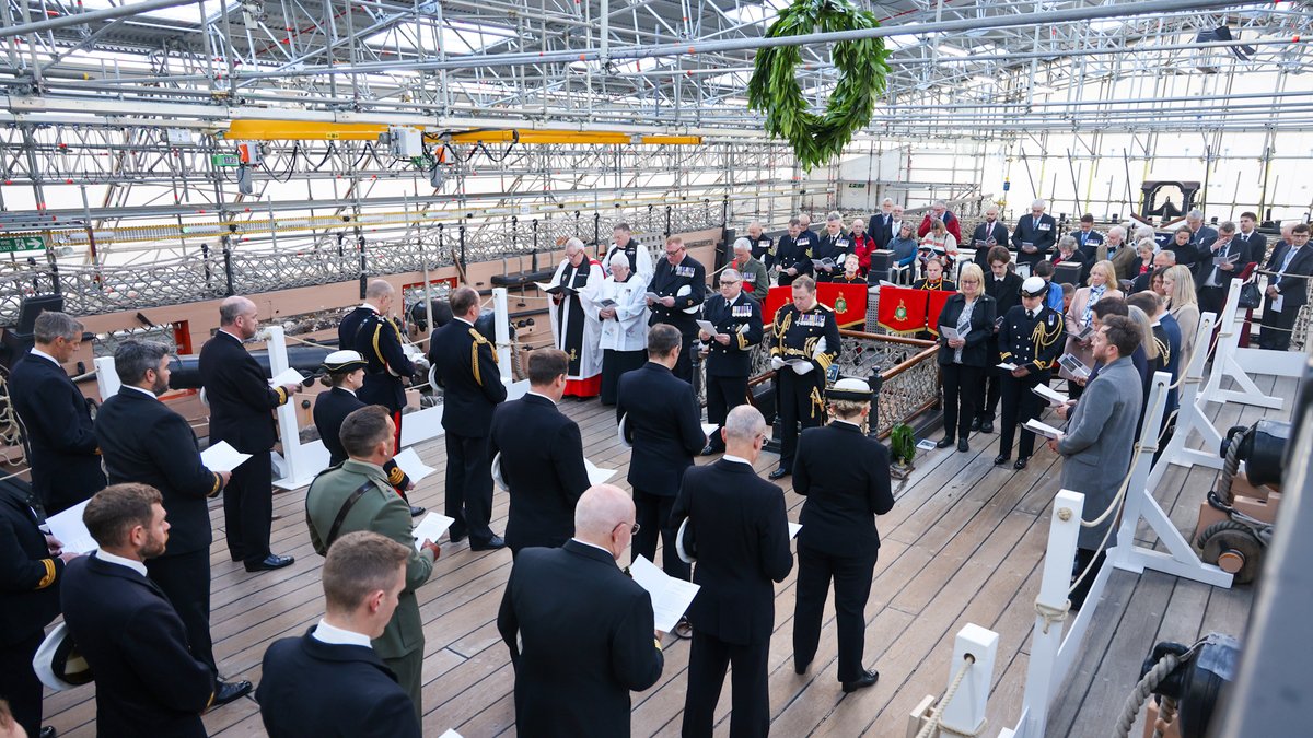 Each year on 21 October a ceremony is held on board HMS Victory marking the anniversary of the Battle of Trafalgar. It takes place around the brass plaque that marks the spot where Nelson fell after being fatally hit. forces.net/services/navy/…