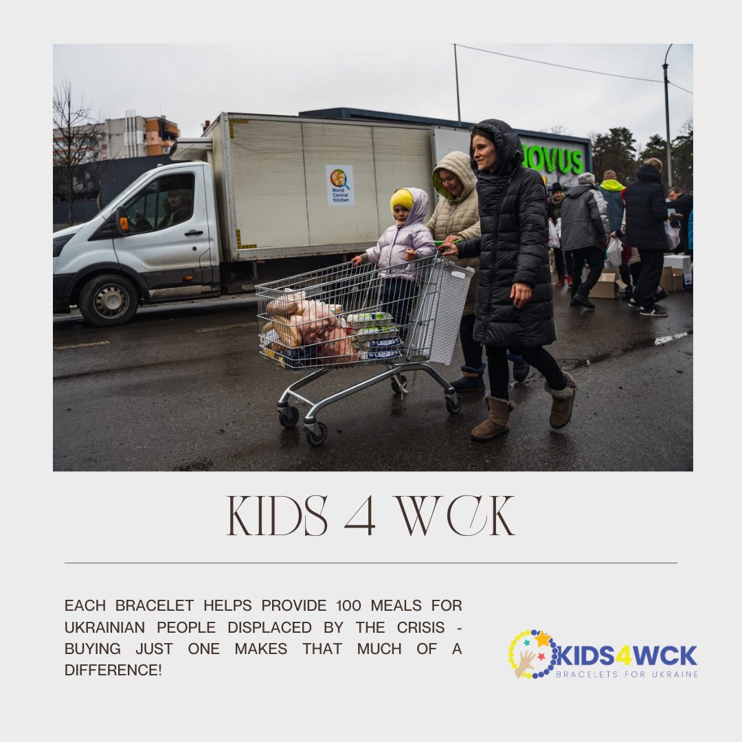 Curious how Kids4WCK helps? All profits from our bracelets help provide meals for Ukraine!
.
.
.
#learnmore #Kids4WCK #Kidsforukraine #WCK #Worldcentralkitchen #Chefsforukraine #bracelets #helpothers