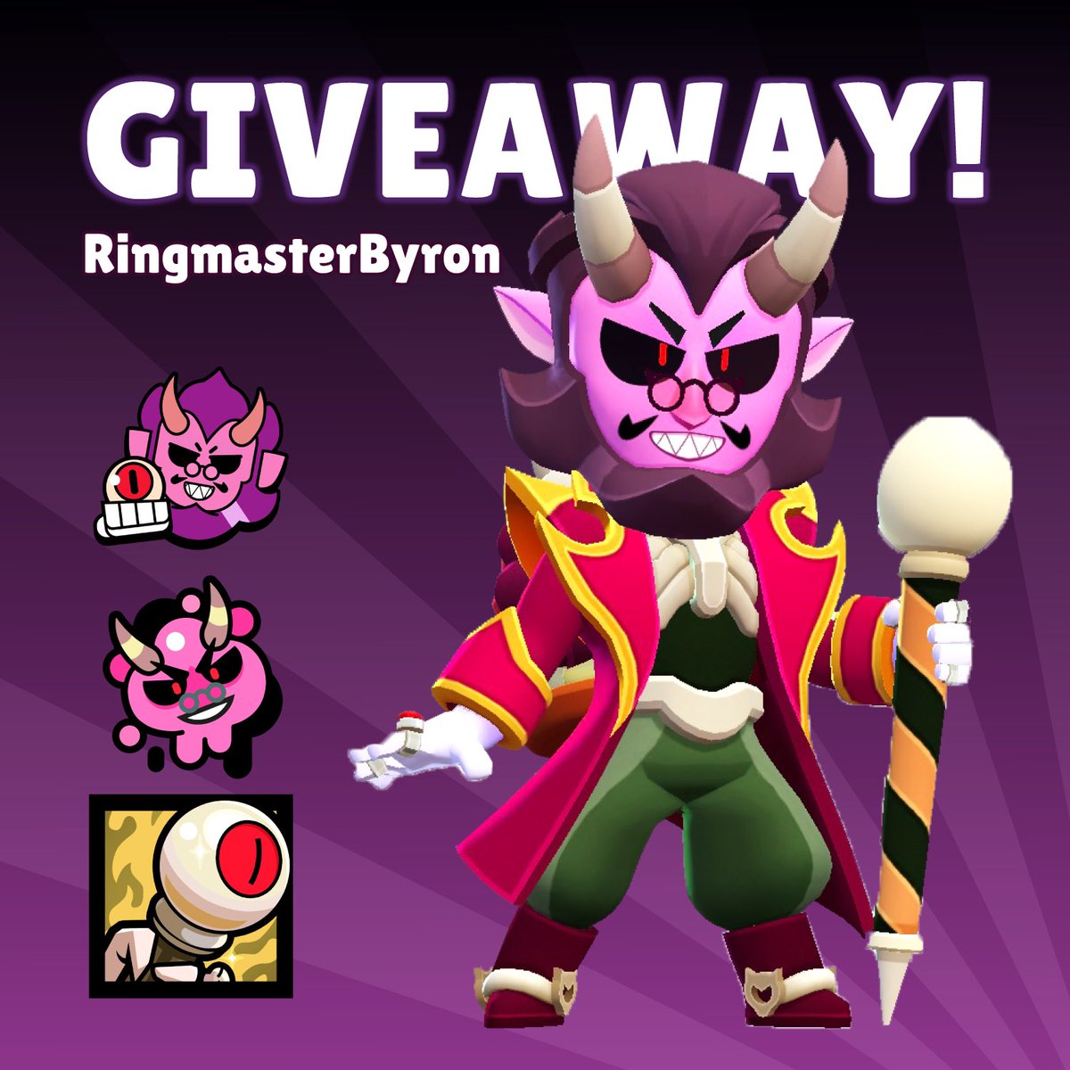 Sunnyenough's tweet image. 16x #RingMasterByron Skin + Pin + Spray + PFP! 🎪🧙‍♂️

✅ follow
@Sunnyenough
@nana7bs
@panda_casts
❤️ like &amp;amp; repost

Use any creators' code in the shop (optional, but appreciated) 🤝

Winners drawn randomly Nov. 6th, good luck! 🍀

#BizarreCircus #BrawlStars