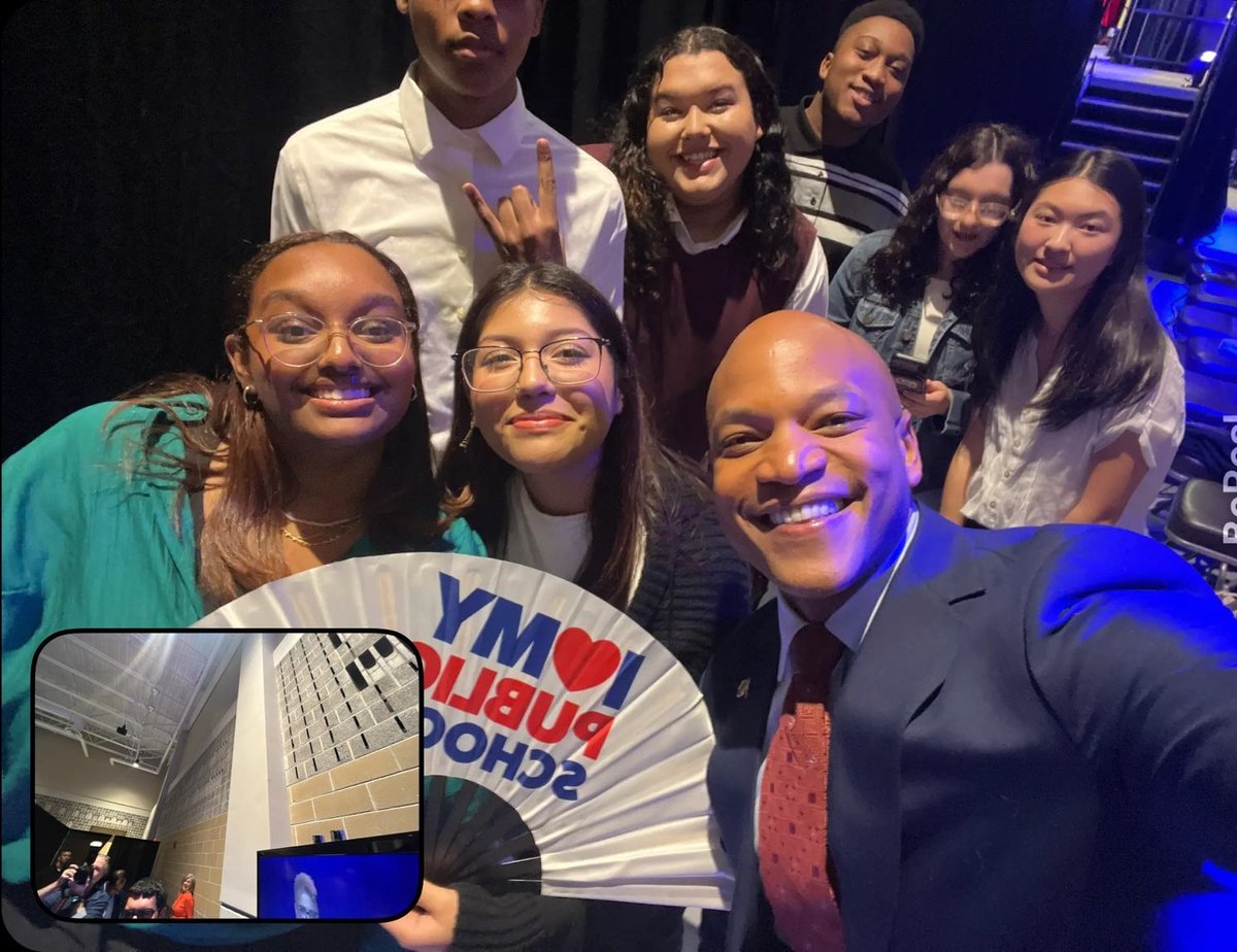 Speak Up leadership cohort paused for a picture with Governor Wes Moore before speaking on a panel on the importance of representation and inclusivity.
