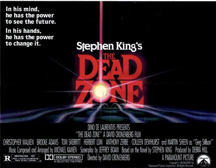 Happy 40th anniversary to #TheDeadZone starring Christopher Walken and directed by David Cronenberg which was released #OTD 21/10/83.