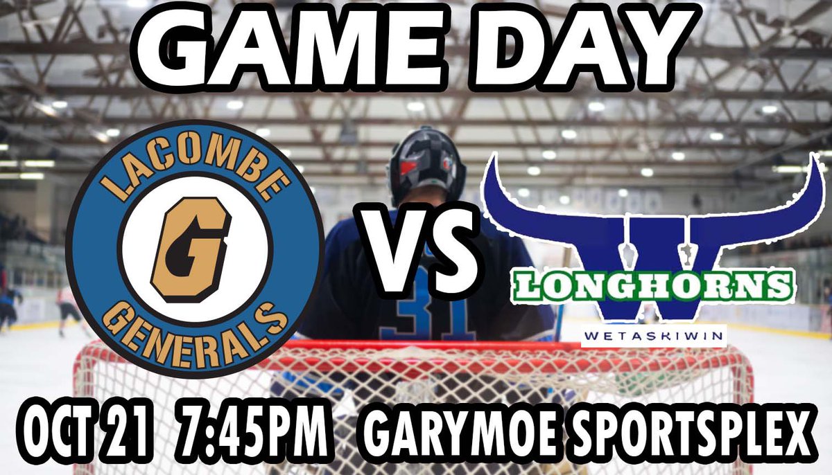 Game Day!! Generals take on the brand new Longhorns!!
It’s going to be a fast pace & hard hitting game!! There will be merch prizes, a chance to win @MoesLacombe
pizza during Shoot-To-Win, @KidSportLacombe
50/50 and more! See you tonight! Go Generals Go!!
@NCHLSeniorAA