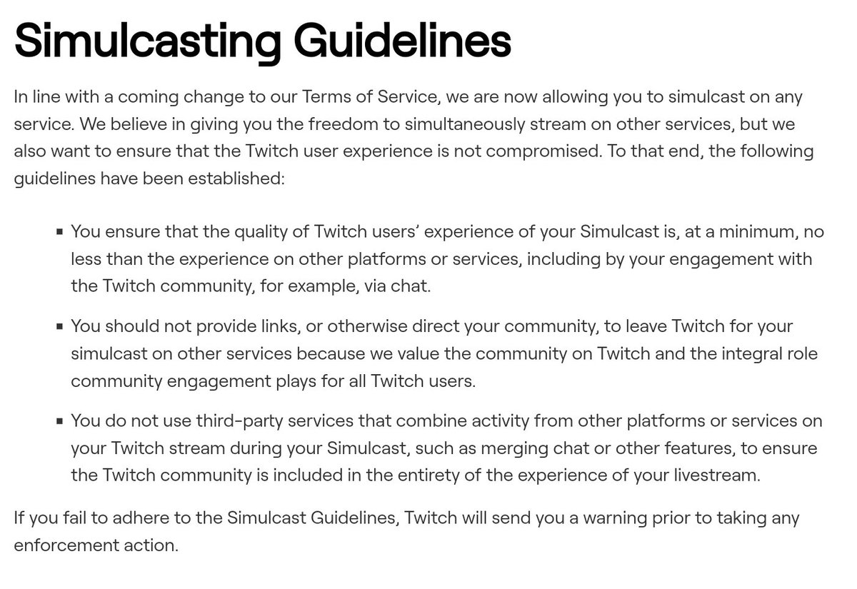 jessdevos's tweet photo. Twitch is now allowing you to simultaneously stream on other platforms (like YouTube)! There are terms to this, though, which personally I don't think will affect me too much as I'd always have twitch as my "main" stream anyways and focus on that chat. 

What do we think? https://t.co/7It4oQ92Tl