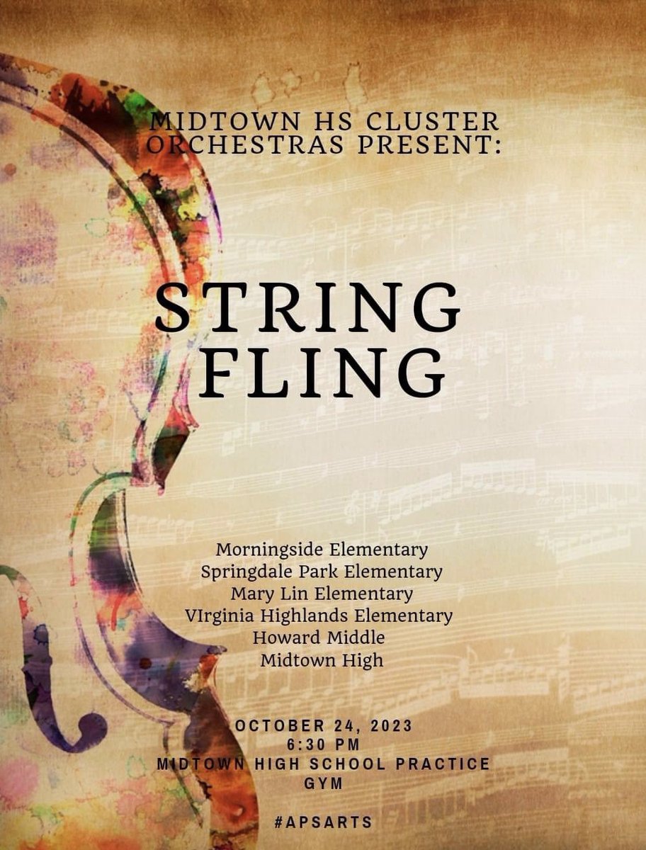 Come join us at the Midtown Cluster Orchestra String Fling on Tuesday, October 24th at 6:30pm at MHS!