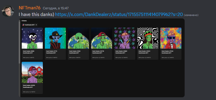 @DankDealerz <a href="/Mrsmetalcrazy22/">Mrsmetal.tgn🐰</a> <a href="/metalcrazy22/">Metalcrazy22</a> <a href="/RenegadeJpg/">RenegadeJpg</a> @cryptoaliensgc <a href="/blee_bum/">BumBlee</a> <a href="/Dream_NFT1/">DREAM.eth (Ø,G)</a> I do it!)