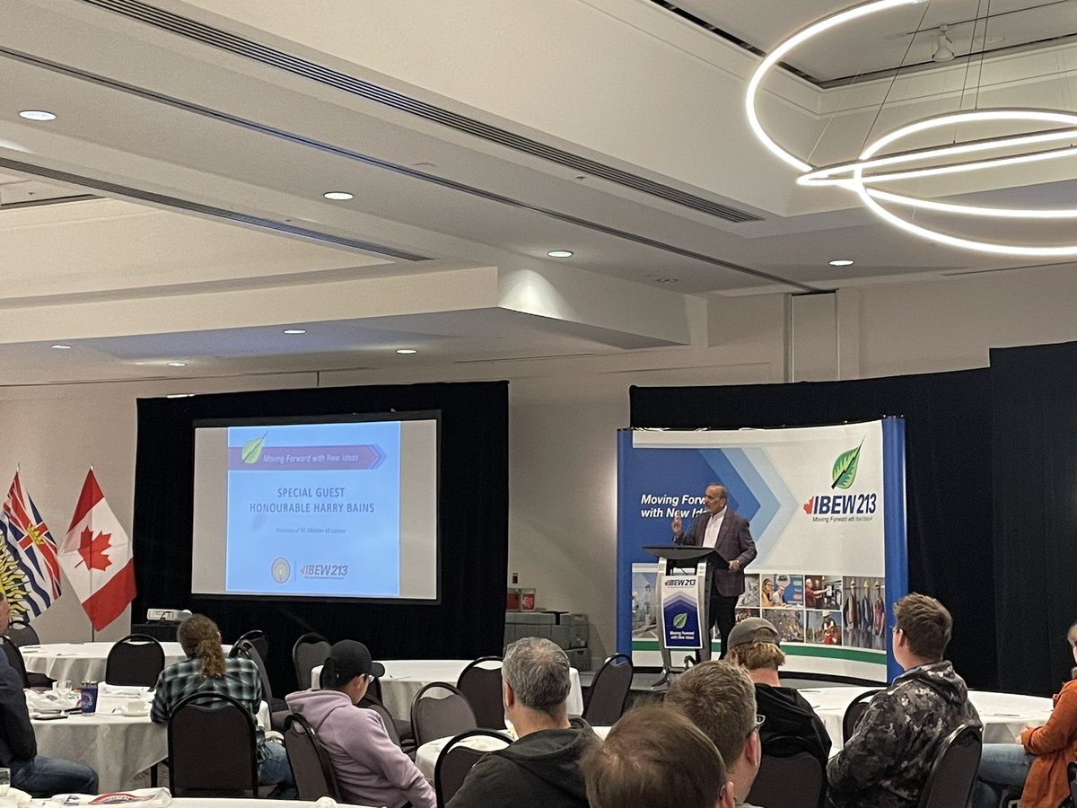 Special Guest <a href="/HarryBainsSN/">Harry Bains</a> BC Minister of Labour speaks to members at our Annual Training Conference.