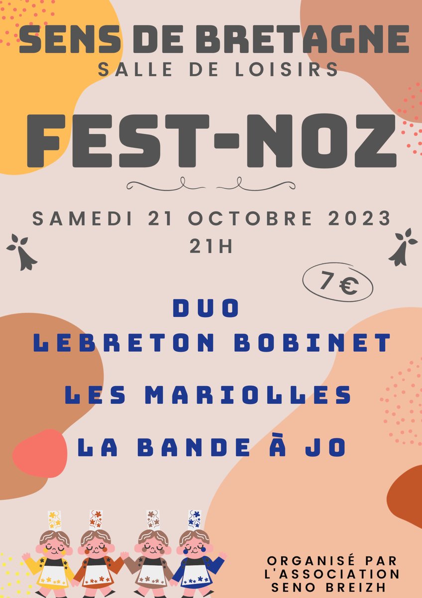 cdumilieu's tweet image. RDV à 21h à la salle de loisir de Sens-de-Bretagne (35) pour le fest noz de l'association Seno Breizh ! Ca va guincher !
#sensdebretagne #festnoz #bretagne