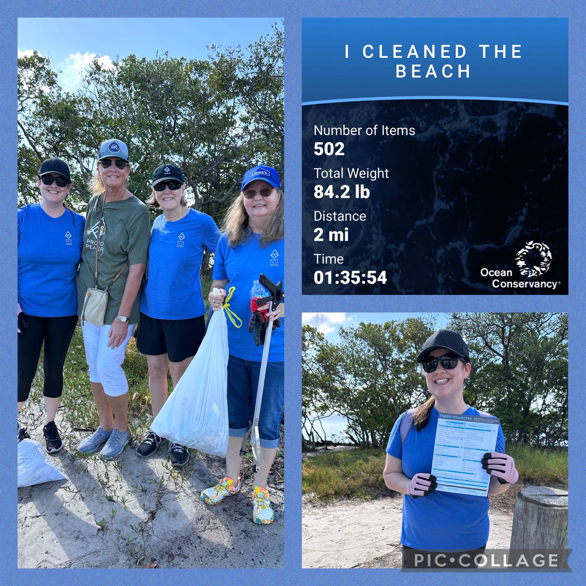Peaker Team out doing a beach clean up supporting #oceanconservancy &  #mypeakchallenge. So important to keep plastics out of our oceans and sea life.🐬🐢🦈🐠🦀Team collected 84 pounds of plastics. I have collected 131 pounds this month. #seathechange #mpc