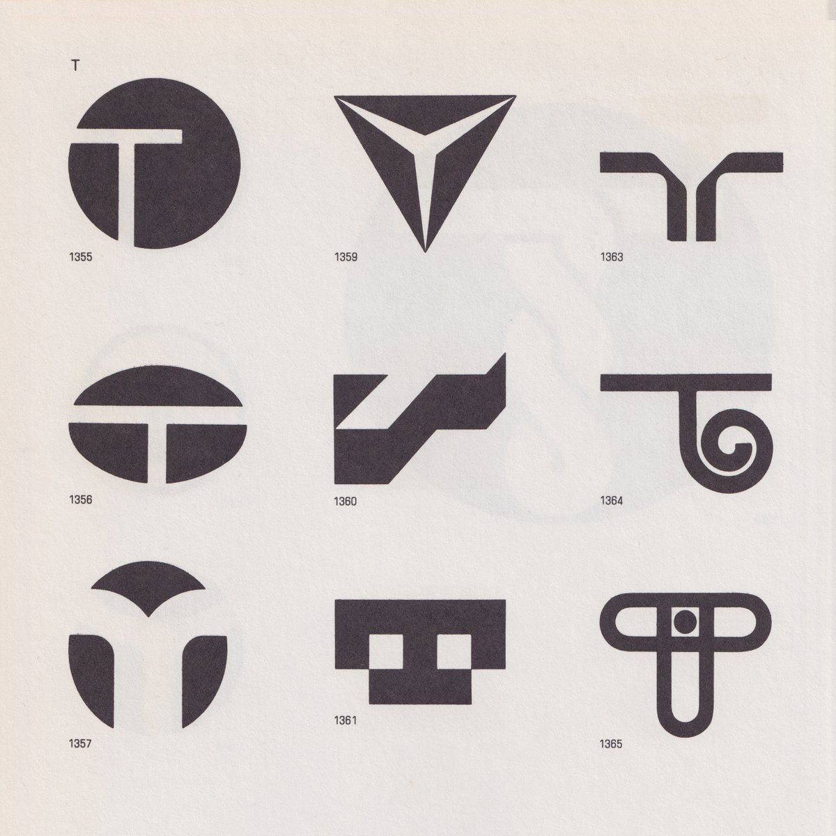 LogoArchive's tweet image. 'T' logos drawn from Yasaburo Kuwayama's Trademarks &amp;amp; Symbols Volume 1: Alphabetical Designs

Discover thousands more logos at logo-archive.org

#logos #designx #branding #logodesign #logoarchive #type