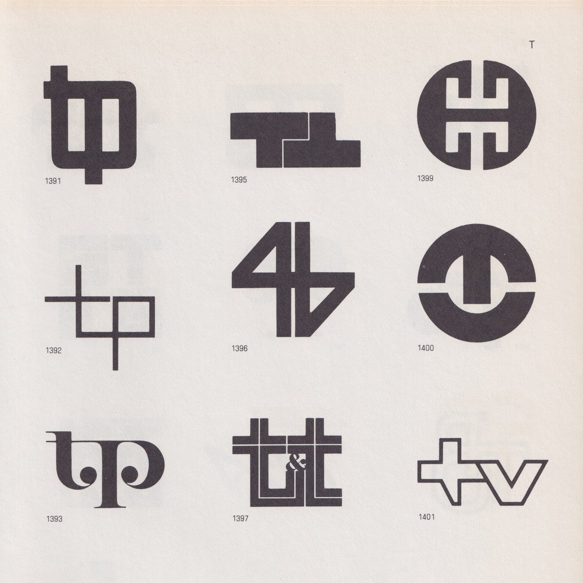 LogoArchive's tweet image. 'T' logos drawn from Yasaburo Kuwayama's Trademarks &amp;amp; Symbols Volume 1: Alphabetical Designs

Discover thousands more logos at logo-archive.org

#logos #designx #branding #logodesign #logoarchive #type