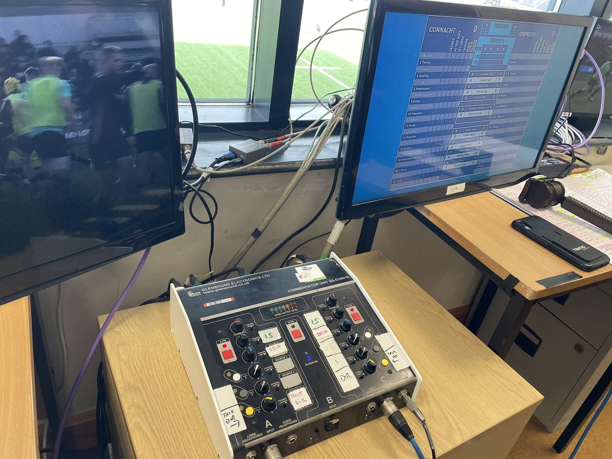 TulsenTollett's tweet photo. Very enjoyable commentating with @mswift4 on @connachtrugby and @ospreys in @URCOfficial in #Galway today. Thanks to @DavejMurph and all @Irisproductions for steering the ship. #rugby #teamwork https://t.co/EgCgbWTxJl