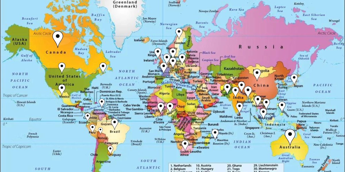 Hello everyone!
Here is a detailed world map that shows where your postcards are headed to. 
Thanks to everyone for attending to the event.
For those who missed it, we will be hosting the event again this winter semester! Hope to see you then