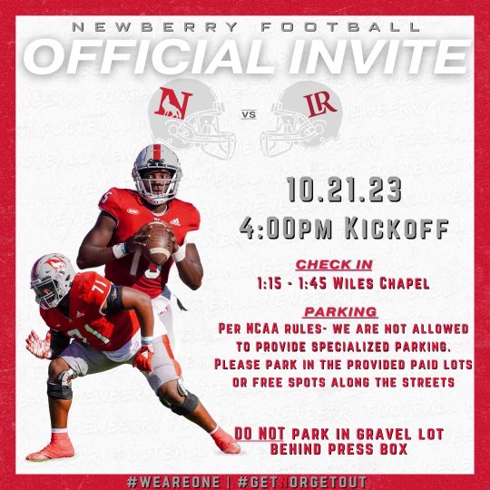 I will be attending <a href="/Newberry_FB/">Newberry College Football</a> today 
<a href="/CoryHelms7251/">Cory Helms</a> <a href="/PerryOrth10/">Perry Orth</a> <a href="/marcusmcgill1/">marcus mcgill</a> <a href="/CoachLewis_shec/">Coach Kaiwan Lewis</a> <a href="/NoahPowell50/">Noah Powell</a>