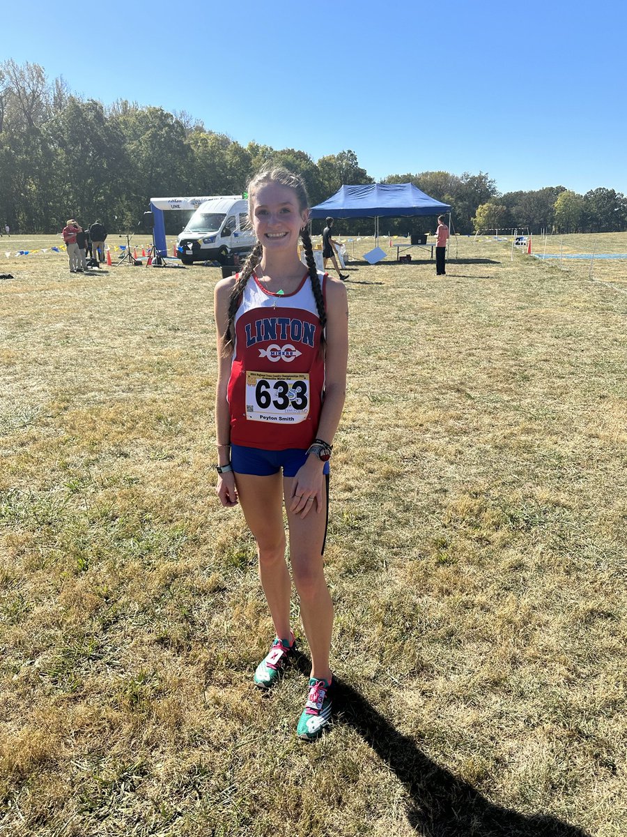lukemorey99's tweet image. Linton’s Peyton Smith takes third place at Regionals with a 19:00.7. Eastern Greene’s Lilyanna Blais took 15th with a time of 19:40.3 with EG teammate Esther Crane taking 23rd (20:00.6) 

Photo courtesy Darren Clayton