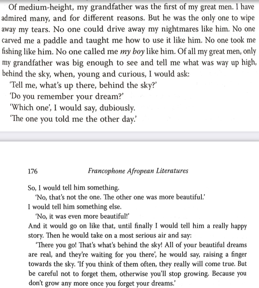 Never forget your dreams

Excerpt from “The Old Man and the Boat” by Fatou Diome