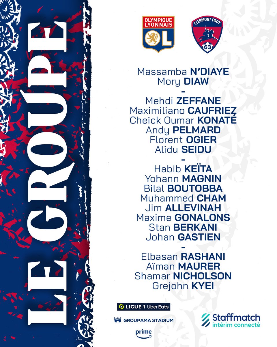 ClermontFoot's tweet image. 👥 𝐋𝐞 𝐠𝐫𝐨𝐮𝐩𝐞 🌋

Voici les 20 Clermontois qui se déplaceront à Lyon 💪

🔜 #OLCF63