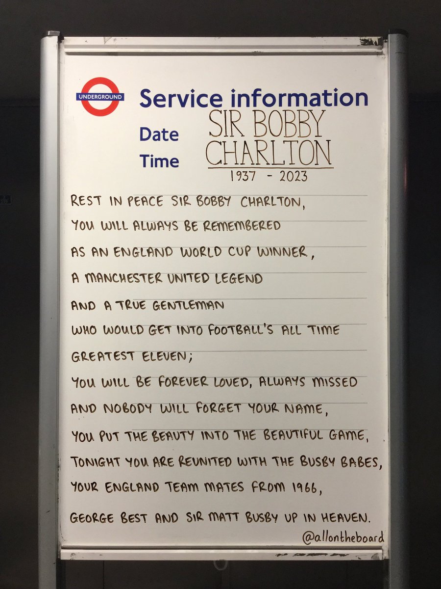 Rest in Peace Sir Bobby Charlton. You will be forever loved, always missed and never forgotten. 
Sending love and thoughts to your family, your friends and your fans.

#BobbyCharlton #SirBobbyCharlton #