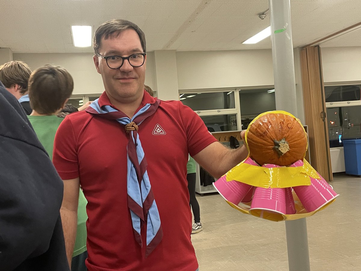 This week - back by popular demand - was the infamous Pumpkin Drop!  Patrols worked to engineer a solution to have their pumpkins survive a drop down the church stairwell without being damaged! #scoutsdostuff