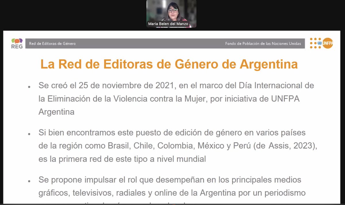 #Recomendamos seguir la Red de Editoras de Género (@GeneroRed) de Argentina 🇦🇷 que apoya a mujeres y narradoras en temas de género y feminismo en la región. 
María Belén del Manzo (@MBManzo28) comparte la experiencia.
📲La conferencia aquí: bit.ly/3ZoUlH4.